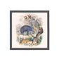 Framed artwork of animals in a natural setting