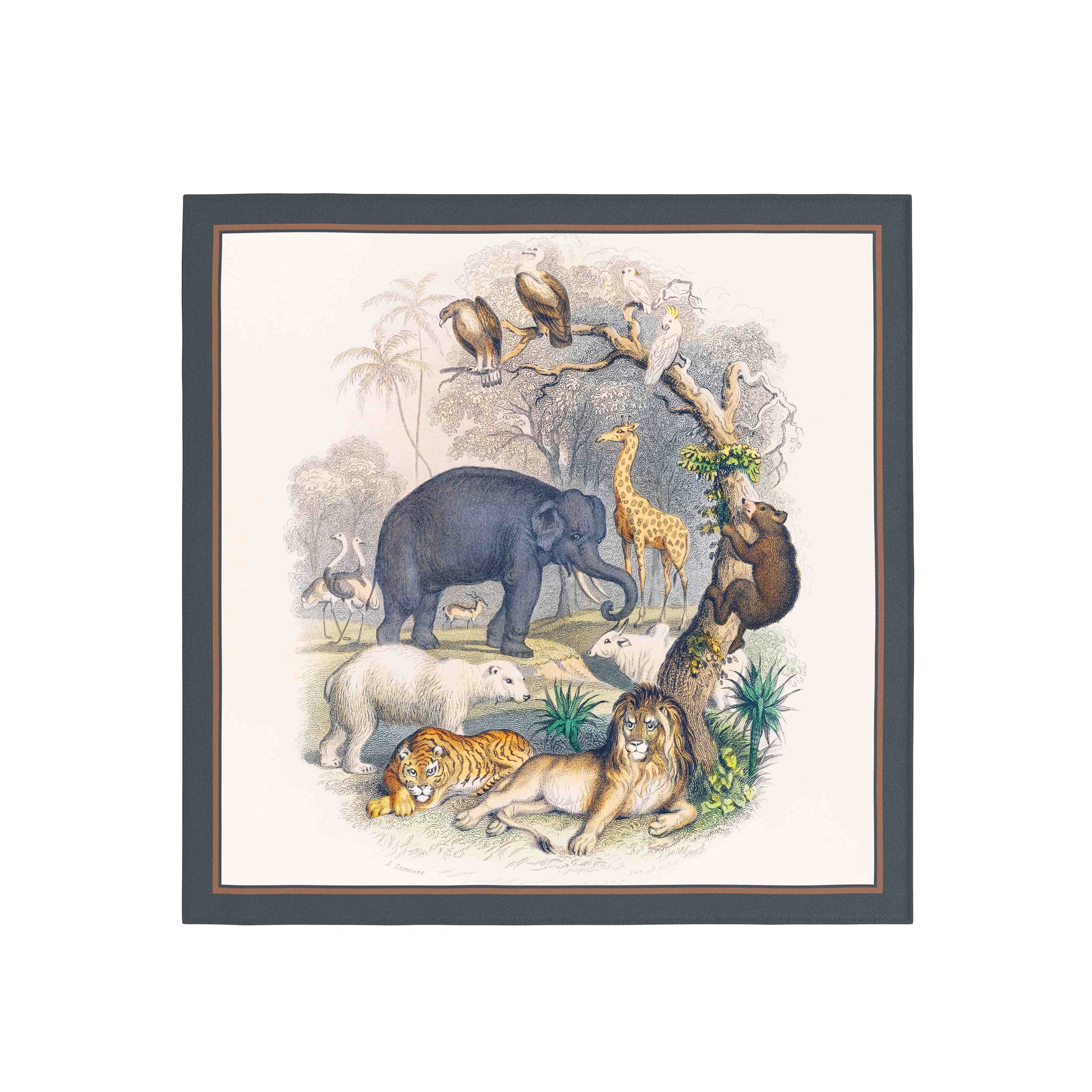 Framed artwork of animals in a natural setting