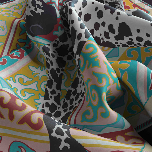 Floral Olive & White Bandana – Elegant Satin Scarf for Men & Women