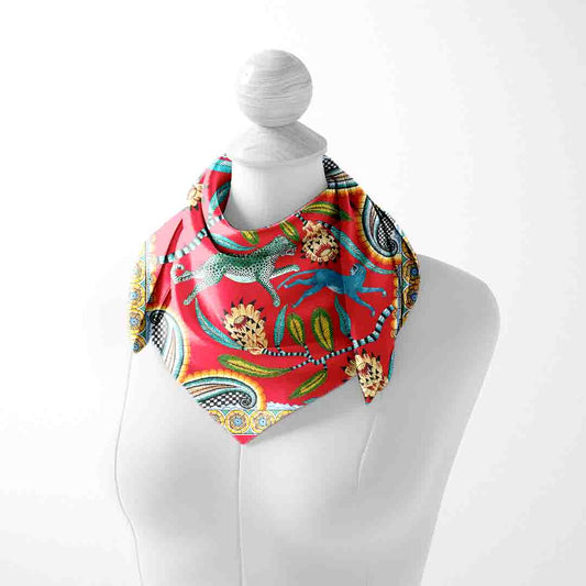 Royal Red & White Bandana – Elegant Satin Square Scarf for All Genders