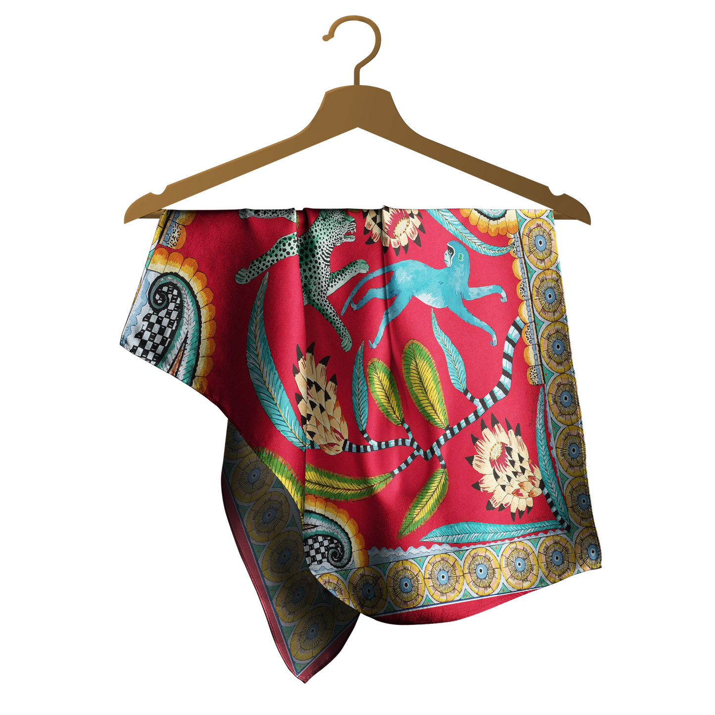 Royal Red & White Bandana – Elegant Satin Square Scarf for All Genders
