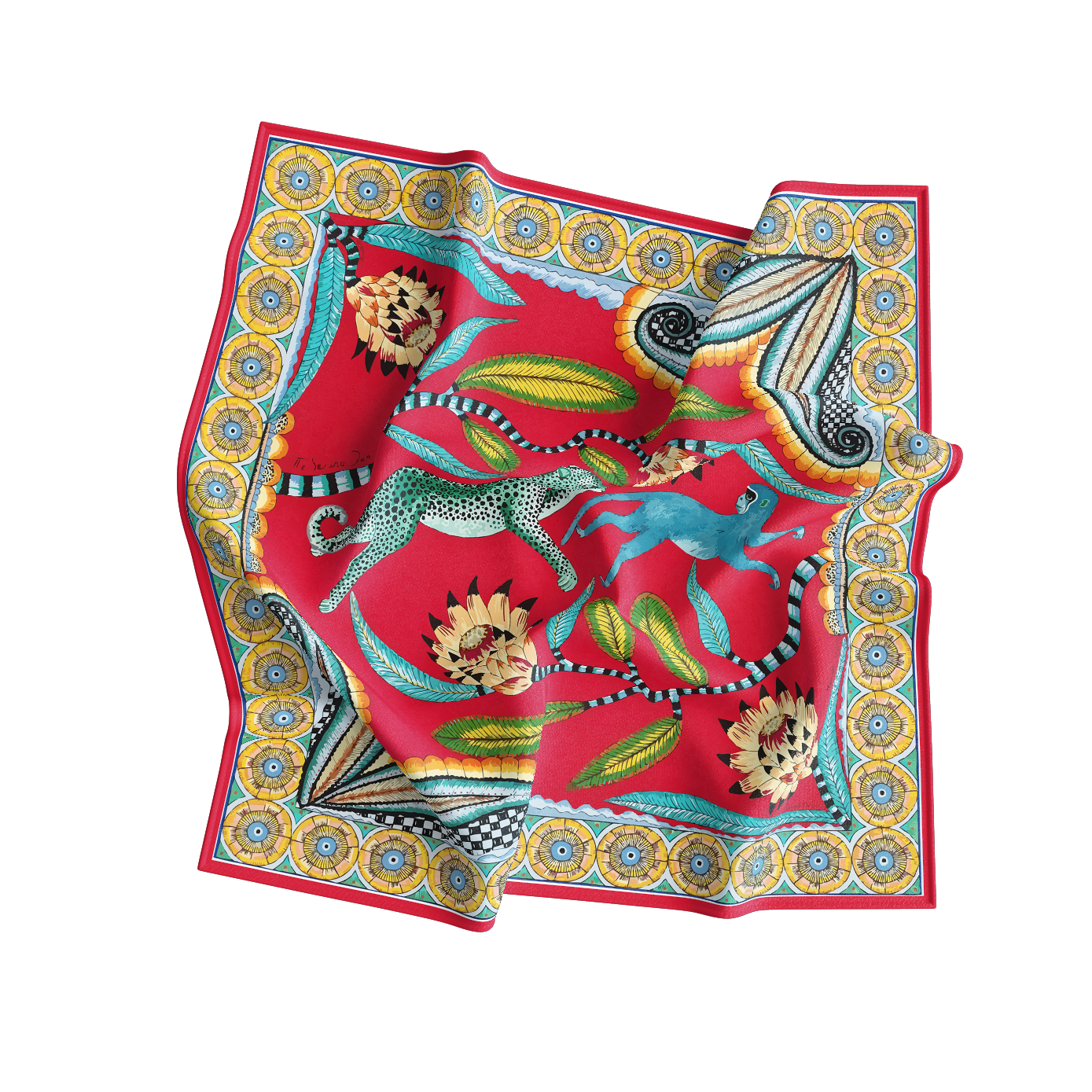 Royal Red & White Bandana – Elegant Satin Square Scarf for All Genders