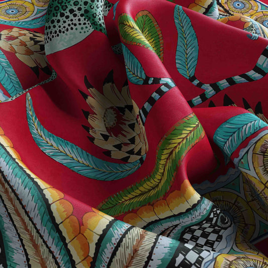 Royal Red & White Bandana – Elegant Satin Square Scarf for All Genders