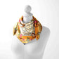 Amber Petal Bandana – Orange Flower Print Satin Scarf | Unisex