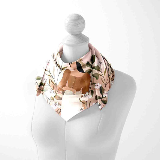 Floral Blaze Bandana – Vibrant Orange Satin Wrap | 65x65