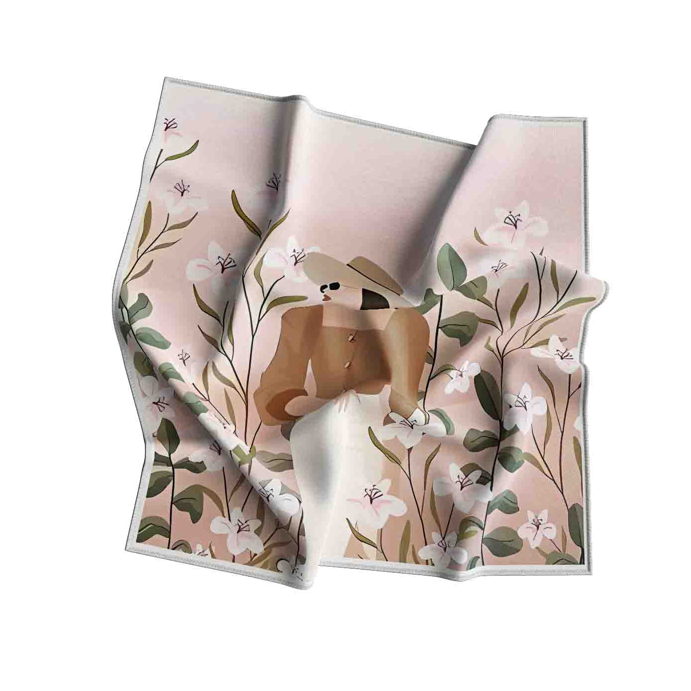 Floral Blaze Bandana – Vibrant Orange Satin Wrap | 65x65