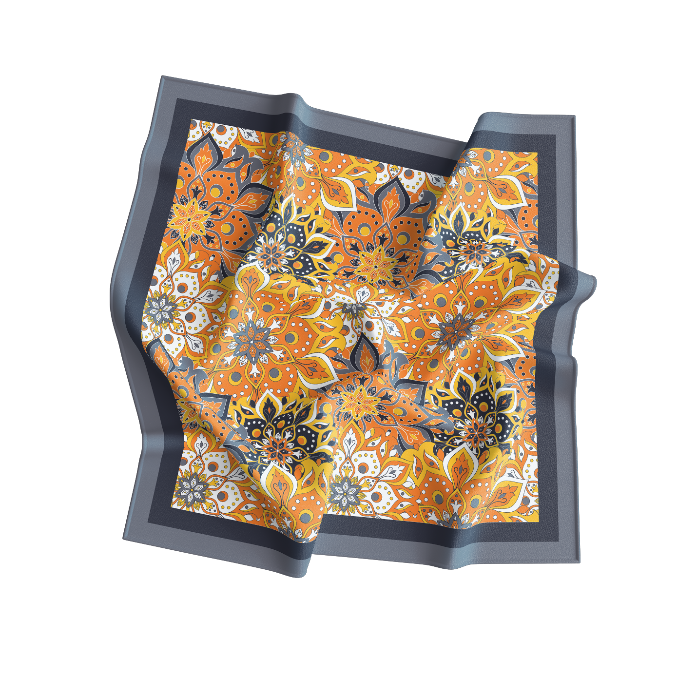 Colorful floral patterned fabric on a white background