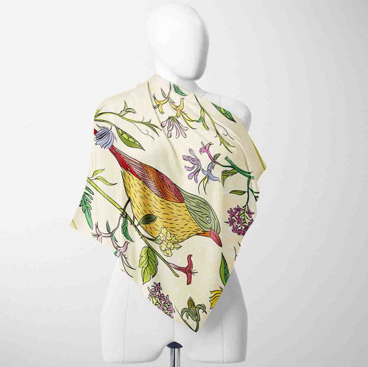 Sage & Cream Bandana – Floral Satin Wrap | Cloth-Vastr