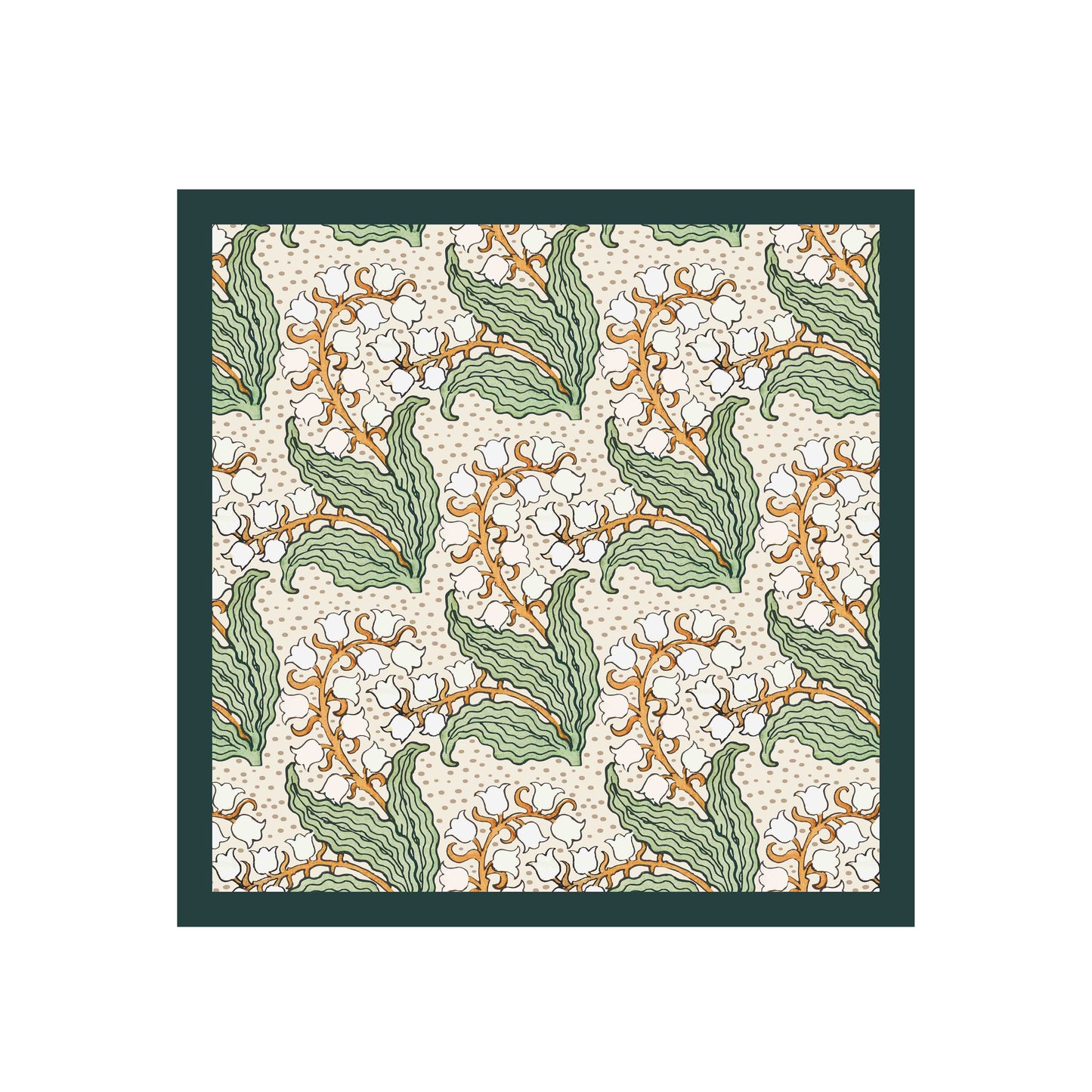 Botanical White Green Bandana – Elegant Satin Scarf | 100x100