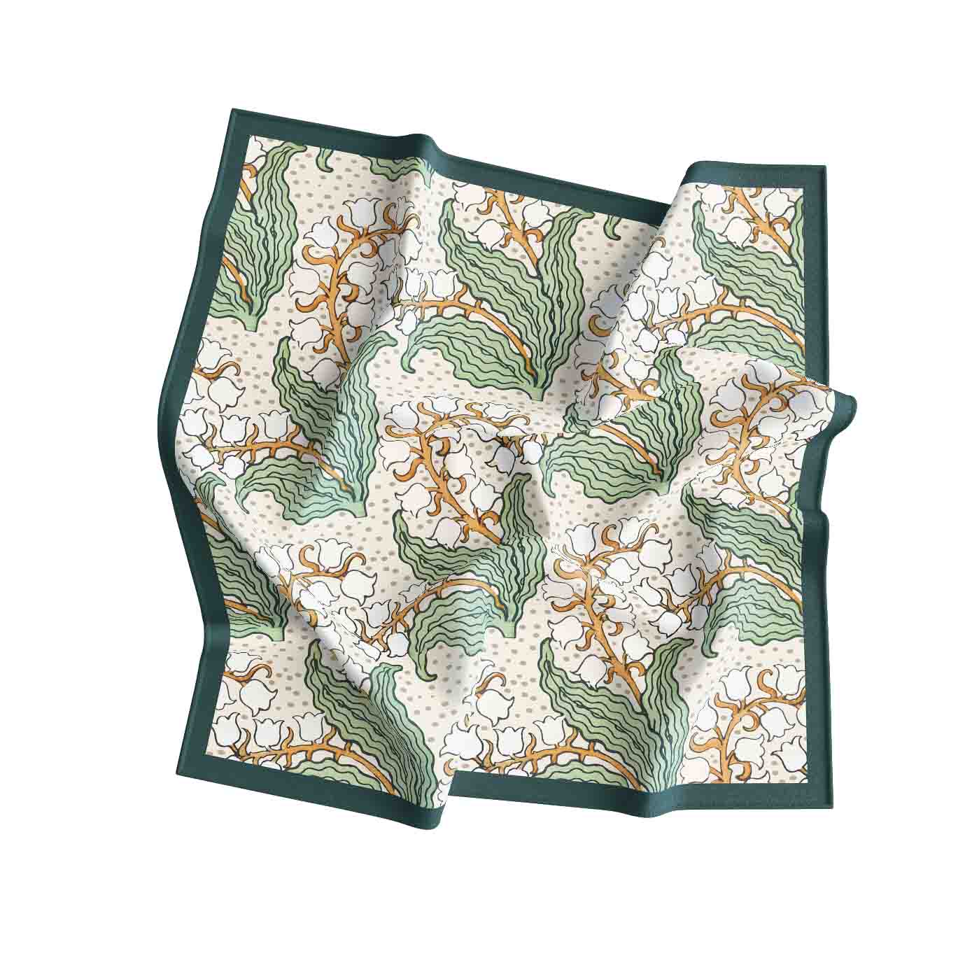 Botanical White Green Bandana – Elegant Satin Scarf | 100x100