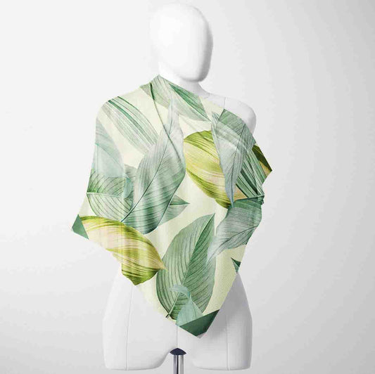 Meadow White & Green Bandana – Elegant Satin Scarf