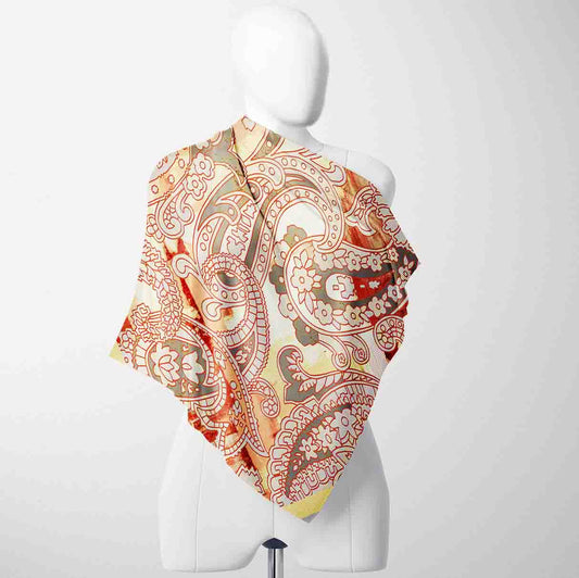 Mint & Ivory Bandana – Fresh Satin Floral Scarf | Cloth-Vastr