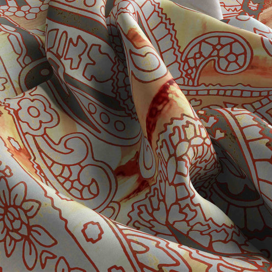 Mint & Ivory Bandana – Fresh Satin Floral Scarf | Cloth-Vastr
