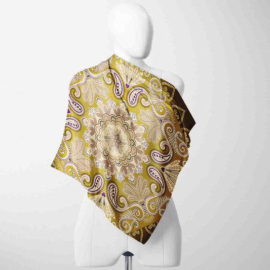 Vintage Brown Bloom Bandana – Elegant Satin Scarf | Unisex