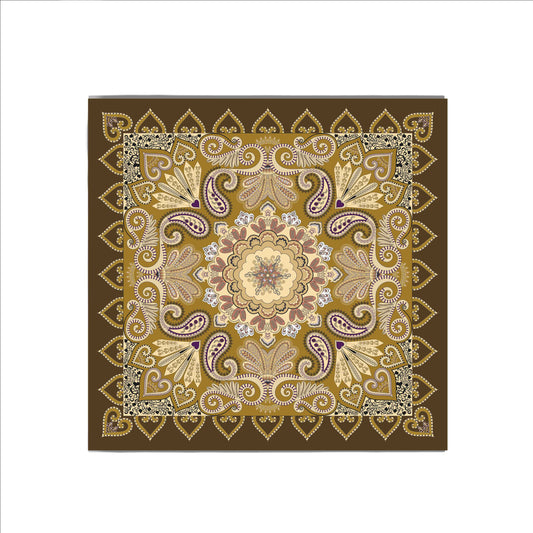 Vintage Brown Bloom Bandana – Elegant Satin Scarf | Unisex