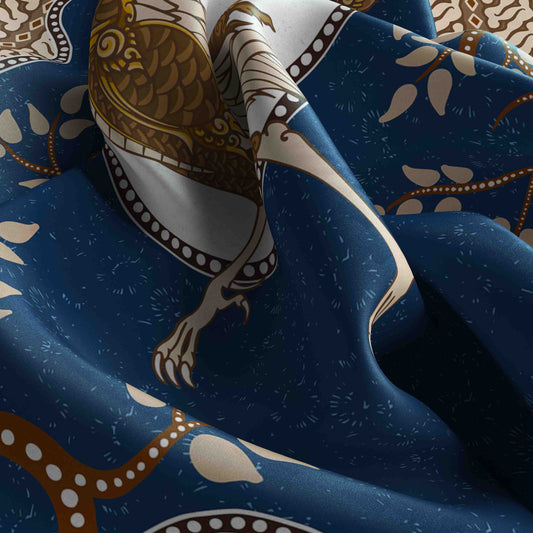 Royal Bloom Bandana – Blue Mix Satin Scarf | Unisex 100x100 cm