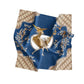 Royal Bloom Bandana – Blue Mix Satin Scarf | Unisex 100x100 cm