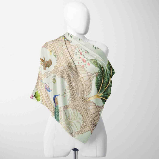 Ivory Olive Bandana – Premium Satin Scarf with Natural Tones