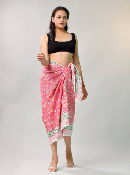 Beach Sarong Wrap Block Print, Lightweight Cotton Scarf, Summer Boho Travel Cover Up, Handcrafted Scarf Wrap, Travel Shawl For Summer
