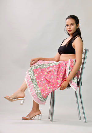 Beach Sarong Wrap Block Print, Lightweight Cotton Scarf, Summer Boho Travel Cover Up, Handcrafted Scarf Wrap, Travel Shawl For Summer