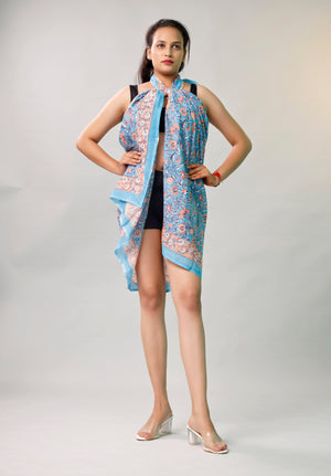 Lightweight Boho Cotton Sarong, Women’s Indian Print Pareo, Beach Cover Up Wrap Scarf for Poolside Style