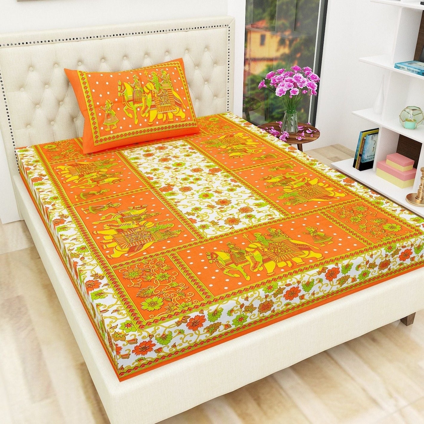 151 TC Cotton Single Checkered Bedsheet (Pack of 1, Multicolor)